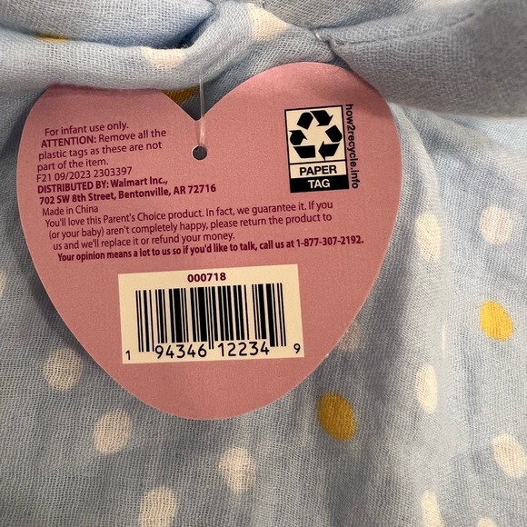 Parents Choice Lovey Blue Muslin Bunny Rabbit Polka Dot Security Blanket Rattle* - Picture 3 of 12